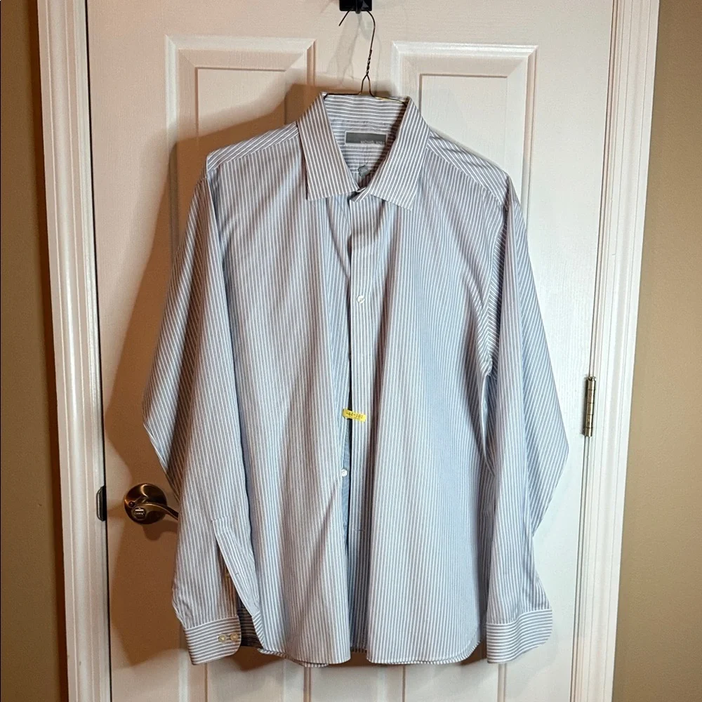 Michael Kors Light Blue & White Striped Dress Shirt - Picture 2 of 4